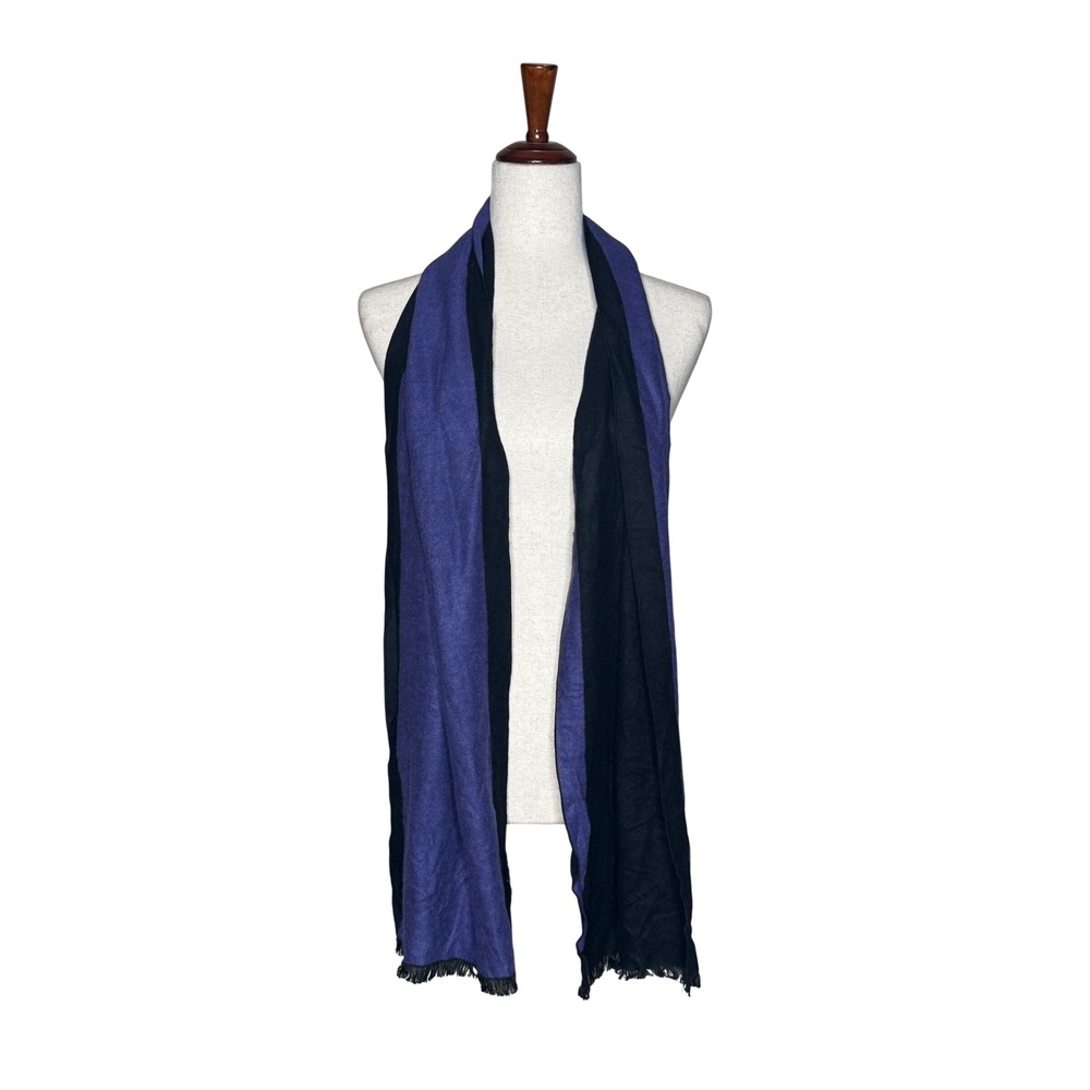 Black Purple Colorblock Scarf Ultra Soft Lightweight Minimalist Wrap 12x70